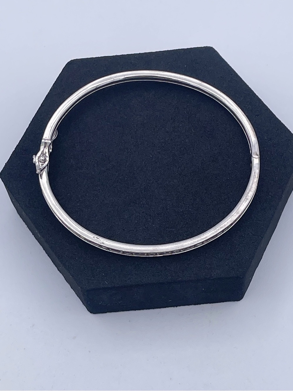 QVC Epiphany Diamonique Sterling Silver CZ Hinged Bangle Bracelet Platinum Clad - Picture 6 of 9